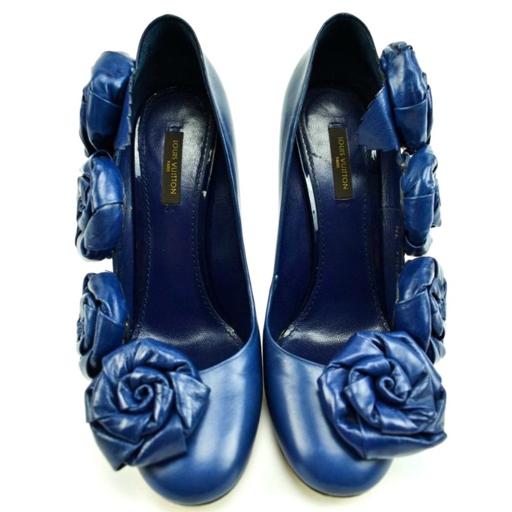 LOUIS VOUITTON deep blue Flower Pumps